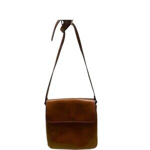Patricia Nash Dark Tan Leather Mag Snap Flap Heritage Balluri Crossbody Purse